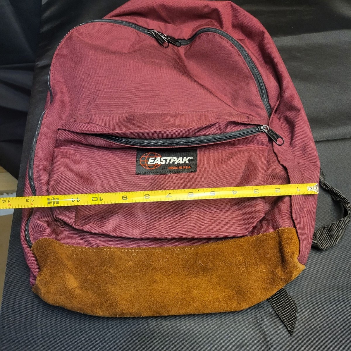 Eastpak Vintage Burgundy Backpack With Brown Suede Bottom