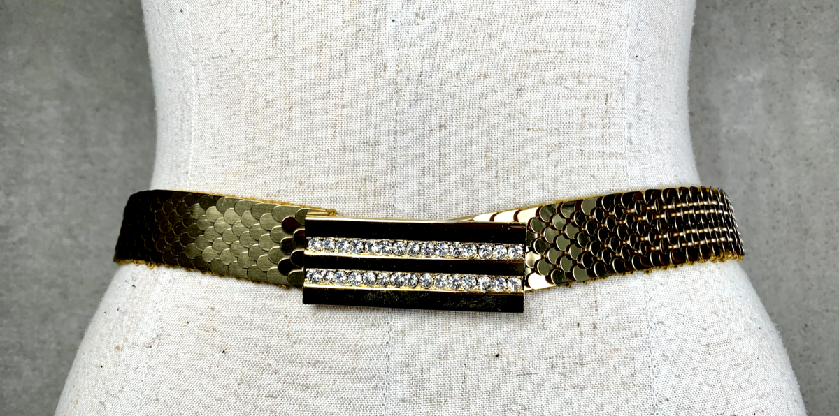 Stunning Statement Belt Brown Leather Statement Belt Rhinestone Studded Italy Medium  main image 2