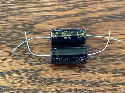 2pc Electrolytic Capacitor Axial BIPOLAR 2000hr 105  100uF 100V 16x31 Supertech