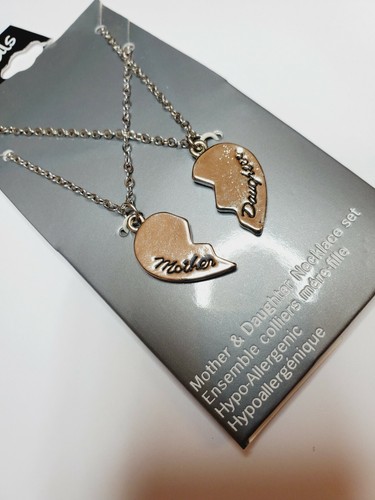 Mother Daughter Necklace Set Silver 