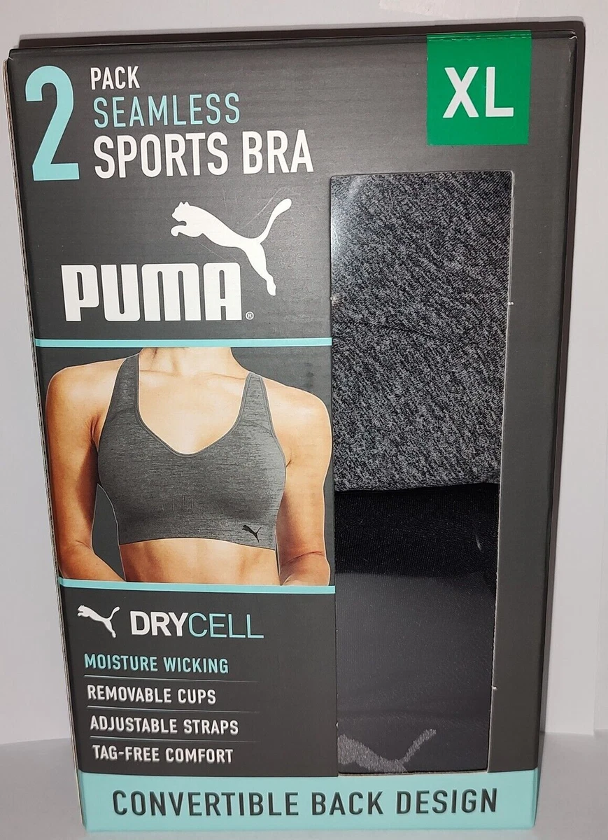 Puma Black Padded Low Support Sports Bra Size Large