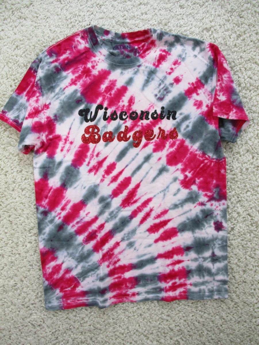 Wisconsin Dodgers Shirt Womens Medium Pink Gray Tie Dye Short Sleeve Cotton  Tee