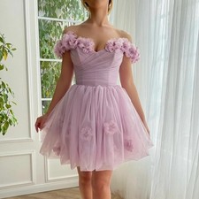 Tulle Homecoming Dresses Short Prom Dresses for Teens Sweetheart Flower Dress