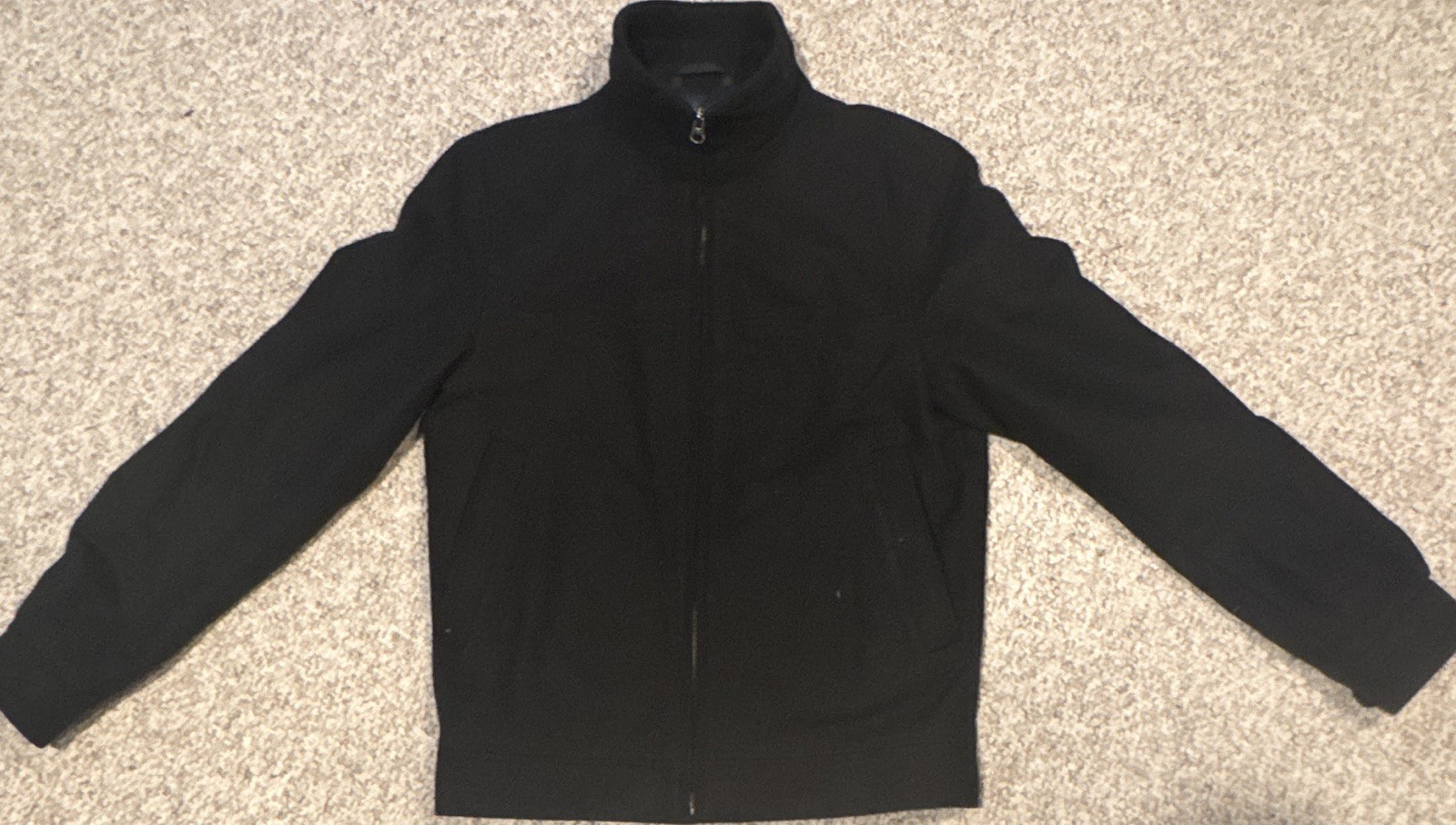Murano Men's S Black Wool Lined Full Zip Jacket Stand-Up Collar Regular Fit