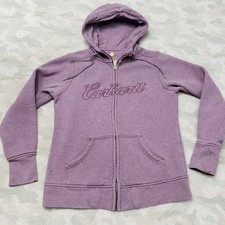 Carhartt Sweatshirt Womens Medium Purple Hoodie Full Zip Embroidered Workwear