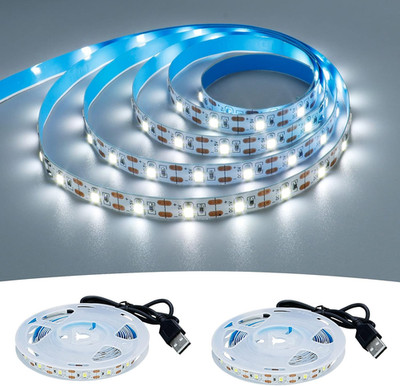 USB LED Strip Light 13.12Ft 6000K Cool White 240 LEDs Flexible 2-Pack