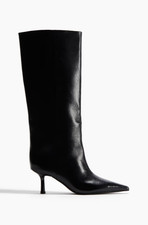 H&M Black Knee-High Boots - Size 4 UK - Brand New with Tags - Fast Shipping