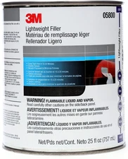 3M Lightweight Body Filler, 05800, 1 qt, White, Repairs 32 Fl Oz (Pack of 1) 