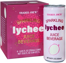 Mezclador tropical de 4 latas de jugo de lichi espumoso Trader Joe's * BB 4/2027 *