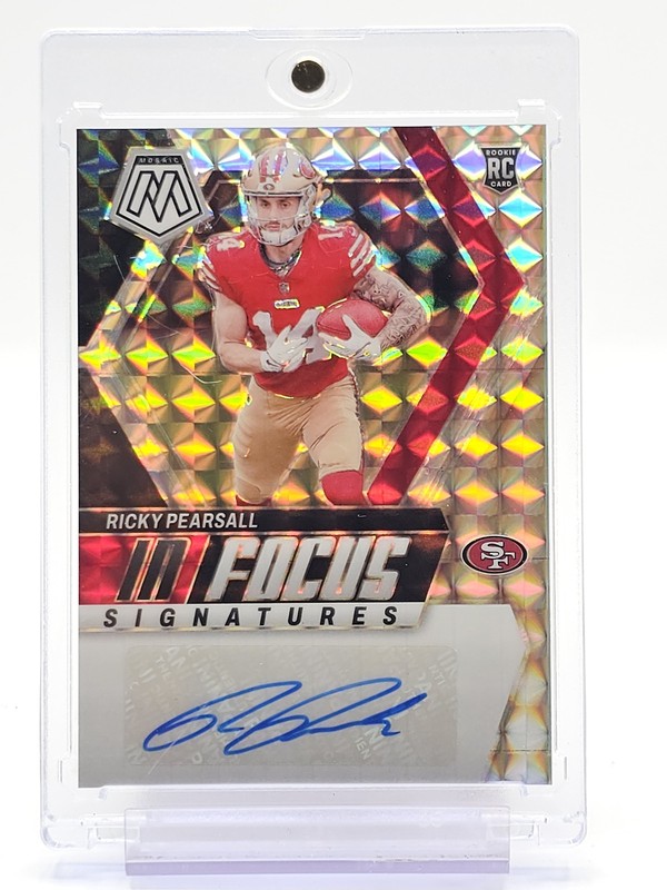 RICKY PEARSALL 2024 MOSAIC IN FOCUS SILVER PRIZM ROOKIE AUTO #IF-RPL 49ERS Q7420
