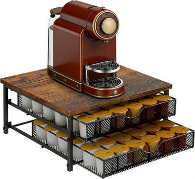 Coffee Pod Drawer Holder Capsule Storage Organizer 2 Tier Coffee Pods Holder wit