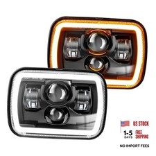 New Z Beam 5x7 7x6 Inch Led Headlight Rectangle Black - w/Projector and DRL