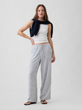 [SALE] Gap Linen Blend Wide Leg Pants Womens Pockets Cottage Summer Resort - NEW