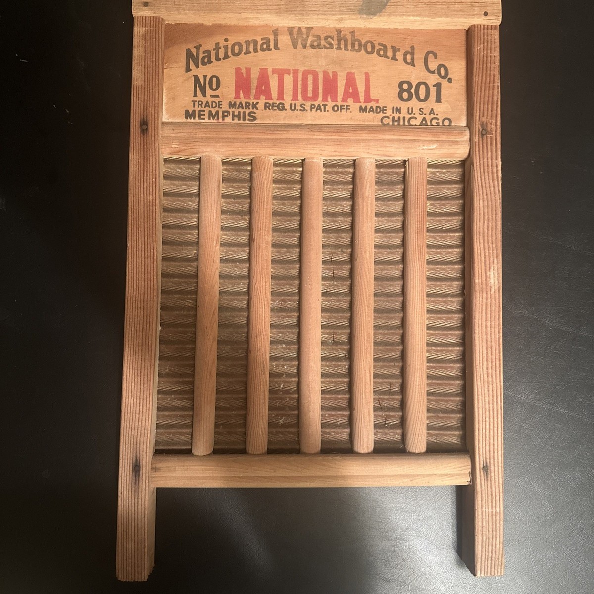 Vintage National Washboard Co. No. 801 wood brass laundry