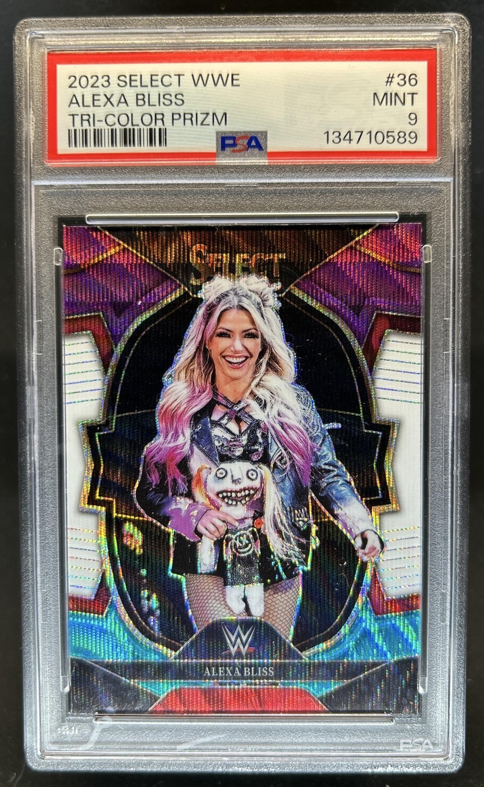 2023 Panini Select WWE Alexa Bliss Tri-Color Prizm Concourse #/249 PSA 9