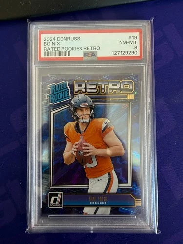 2024 Panini Donruss Rated Rookies Retro Bo Nix #19 PSA 8!!