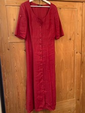 rotes langes Sommerkleid, Größe 38, Leinen