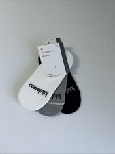 NWT Lululemon Daily Stride No Show Socks 3 Pack Small White Gray Black