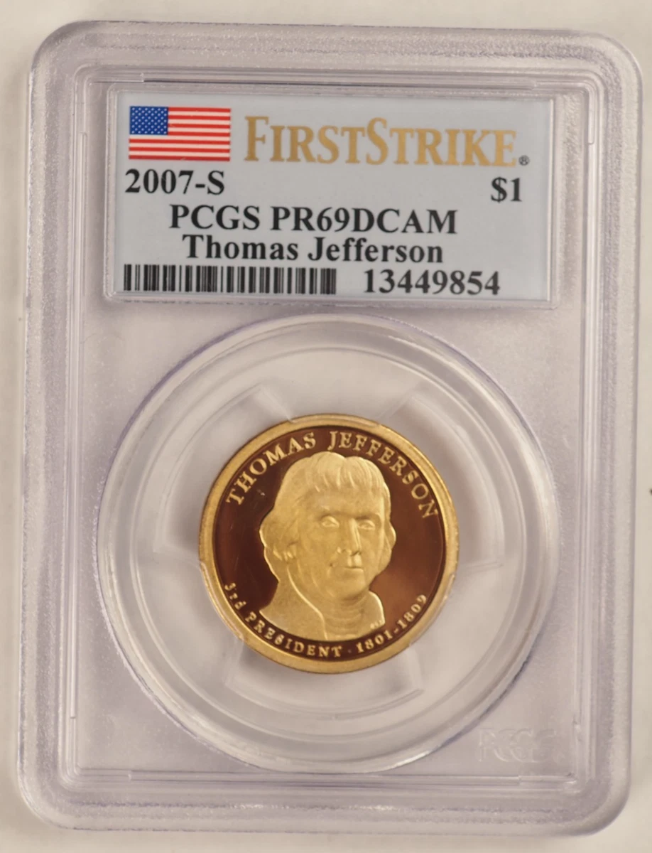 PCGS Certified PR 69 Graded 2007 Presidential Dollar Coins (2007