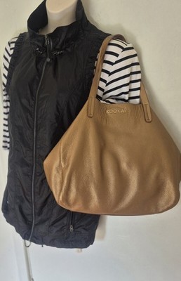 KOOKAI, Gold Genuine Leather Tote Boho Bag, Soft N Beautiful