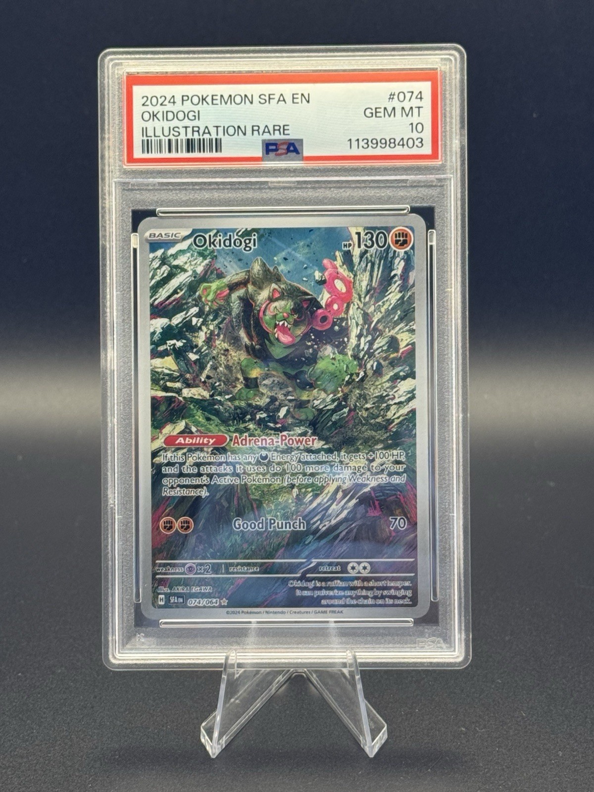 PSA 10 💎 GEM MINT Pokemon Shrouded Fable Okidogi Illustration Rare #74
