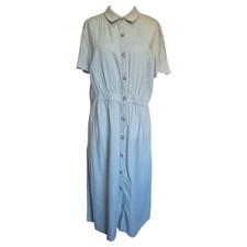 Primark Grey Button Front Shirt Dress UK 18 Cotton Viscose Midi BNWT Summer