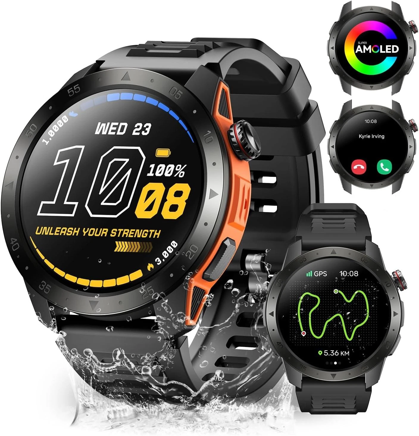 Smart Watch for Men (Call Receive/Dial) Rugged Tactical Fitness Tracker
