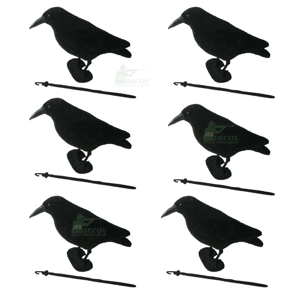 Flocked Crow Decoy Full Body 12 Whole Rook Raven Shooting Hunting Feet & Stake - Image 4 of 4