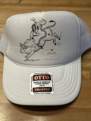 Otto brand ''The Last Roundup'' foam trucker cap in white. 