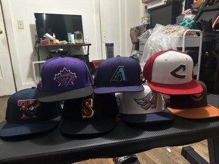 6 Fitted Hat Size 7 1/2 Lot and 1 SnapBack Hat Baseball Cap