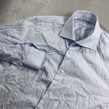 Suitsupply Mens Egyptian Cotton Slim Fit Striped Dress Shirt Blue White 16.5 42