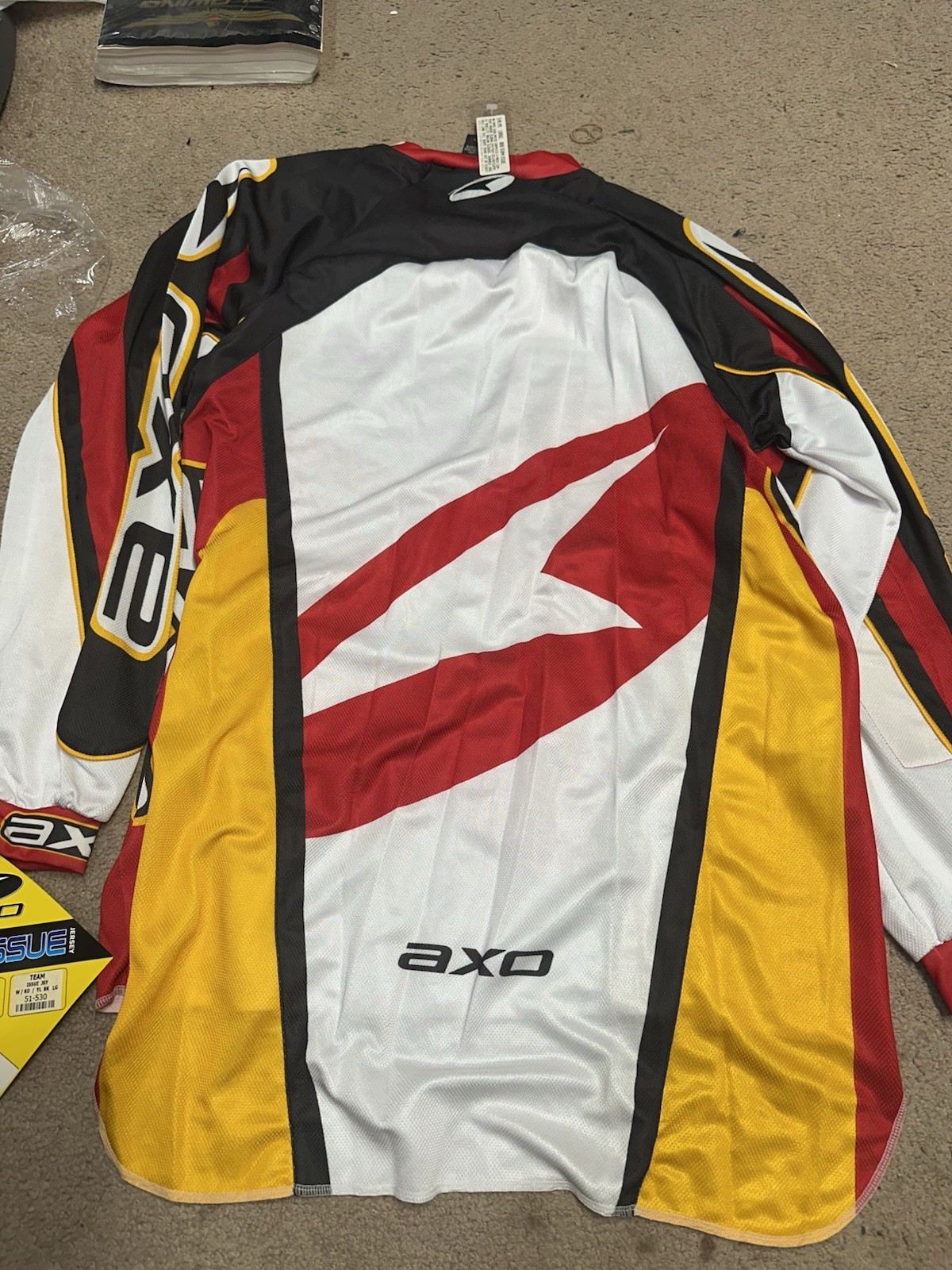 Vintage 90's AXO Sport Jersey Team Issue Jersey Motocross Red Yellow Large
