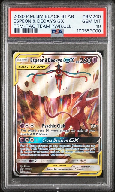 2020 Pokemon Espeon & Deoxys GX Tag Team Promo #SM240 PSA 10