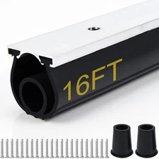 Universal U+O Ring Garage Door Bottom Seal Kit with Aluminum Track Retainer 16Ft