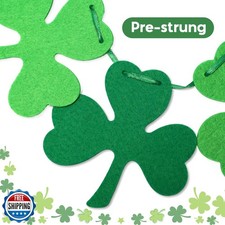 AKEROCK St Patricks Day Garland, Pre-Stung Hanging Felt Shamrock Garland for ...