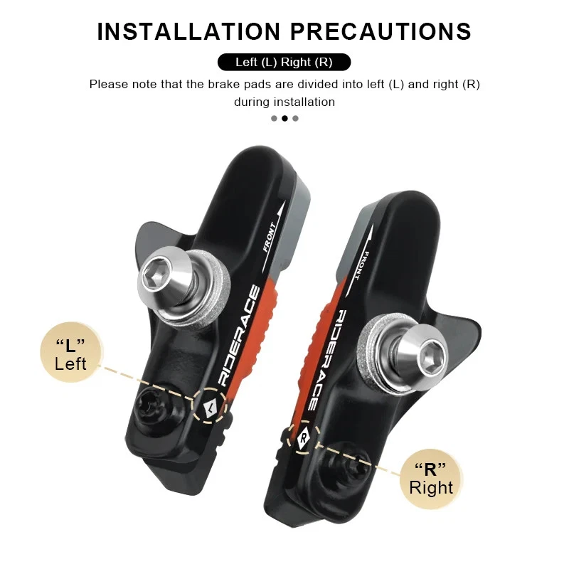 Bike Brake Shoes With Mud Trough Silent Aluminum Alloy Rim Friction Wheel Brake - Image 3 of 4