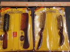 Vtg. Lot All American Brush Co. Shel Tone Newark NJ  Brush  Comb New Pkg Wear