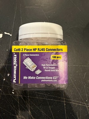 Jar of 100 Platinum Tools RJ-45 Cat6 106188J 2-Piece High Performance Connectors