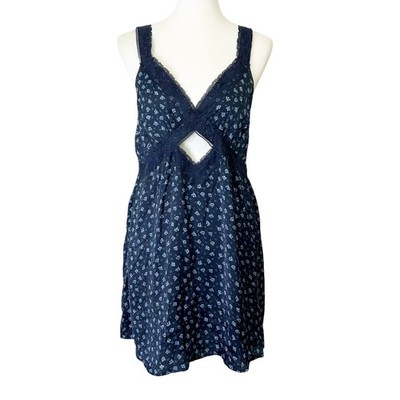 American Eagle Lace Slip Dress Women's Size Large Navy Floral | eBay