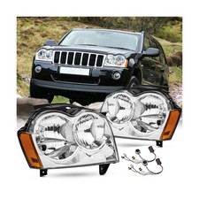 2PCS Headlights Assembly For 2005 2006 2007 Jeep Grand Cherokee WK Laredo Li...
