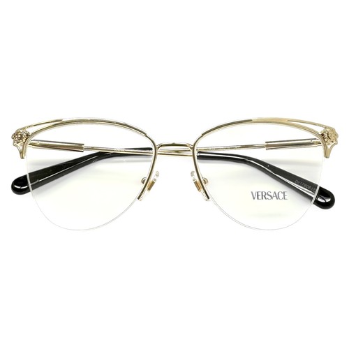 Versace Semi Rimless Eyeglasses Glasses VE1280 1252 Pale Gold 55-16-145 w/case - Picture 4 of 7