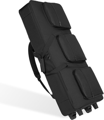 Rolling 61 Keys Electric Piano Keyboard Gig Bag with Wheels and Adjustable Strap