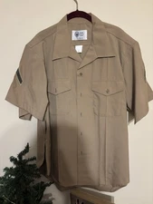 US Marines Defense Logistics Agency Khaki Dress Shirt Mens Size 17 PFC 1st Class