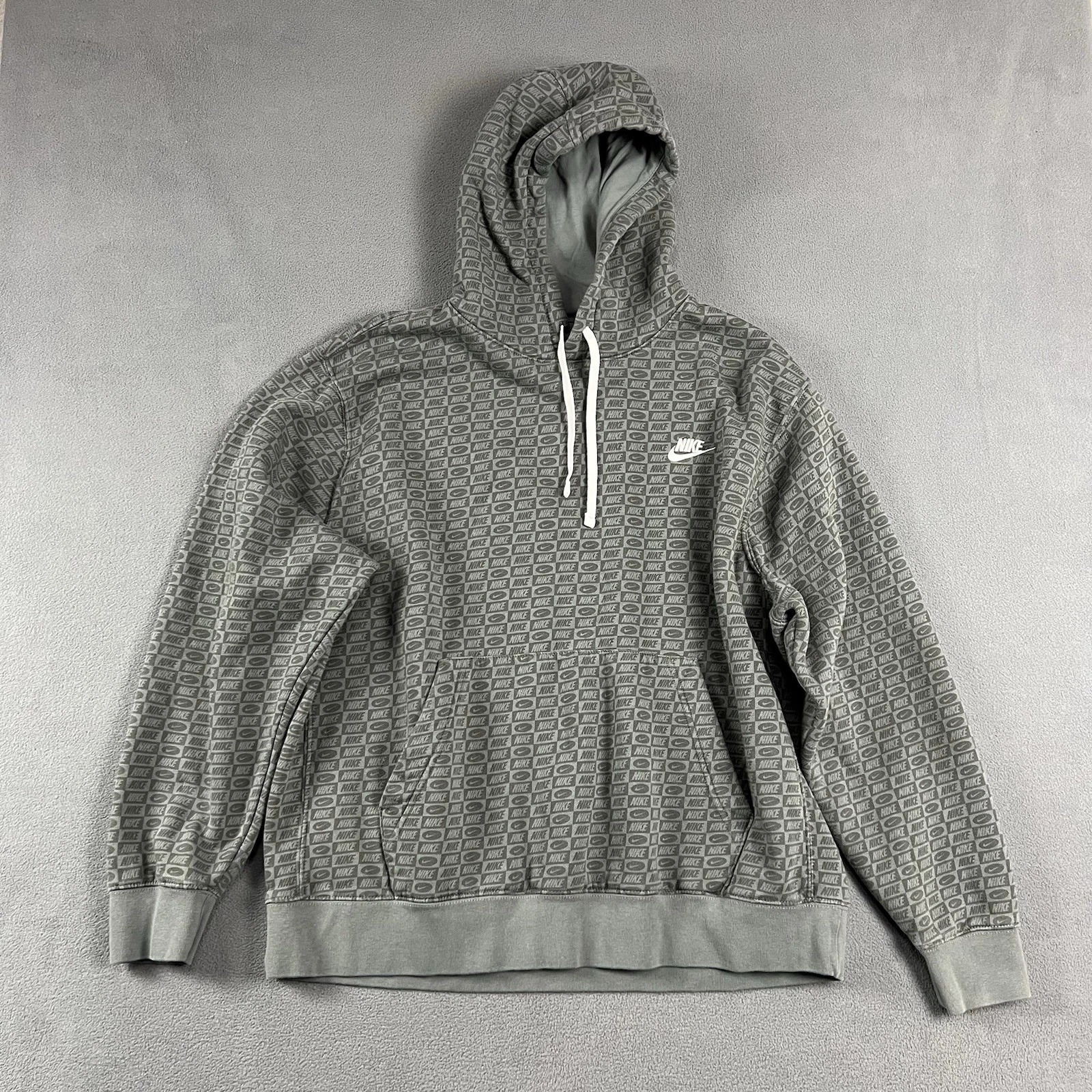Nike Hoodie Mens XL Gray Athletic Pullover Sweatshirt Drawstrings Outdoor