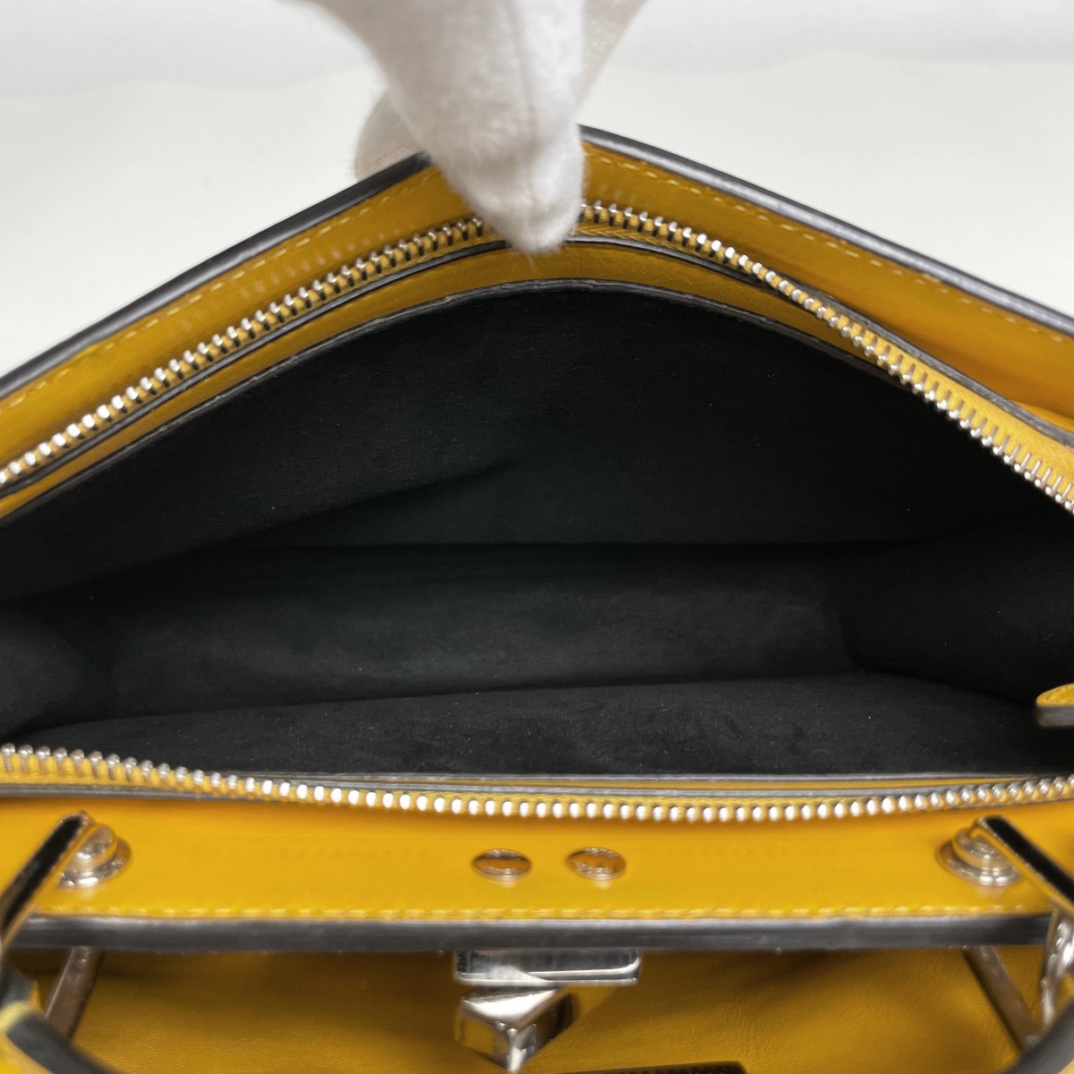 FENDI Peek-A-Boo Icy You Zucca 2WAY Shoulder Bag Hand Bag leather Yellow 7VA... thumbnail 7