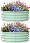 2 Pcs 3x3x1ft Round Galvanized Raised Garden Bed Planter Box for Flowers & Herbs