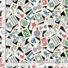 Games Fabric  Mahjong Tile Toss Black  Timeless Treasures YARD