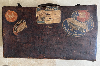 Moritz Madler Leather Travel Case, Germany 1930 s White Star Cunard Tags