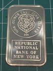 JM Republic National Bank Of New York 1 Oz .999 Silver Bar Serial # 003791 Low #