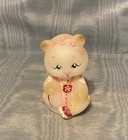 Vintage Rare Fenton Opal Satin Hand Painted Sitting Bear Figurine      USA